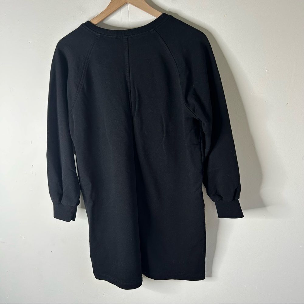 Lilla P Black Long Sleeve Henley Sweatshirt Dress Medium Cotton Button Front - Picture 7 of 10